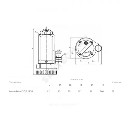 Насос дренажный Мини Гном 7-7Д 1х220-230В/50 Гц Ливгидромаш