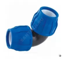 Отвод компрессионный ПЭ переходной Дн 25х20х90гр Ру16 VALFEX 121001222520