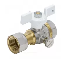 Кран для манометра 3-ходовой латунь 1124 Standard никель Ду 15 Ру40 ВР/нак. гайка G1/2"-М20х1,5 Aquasfera 1124-03