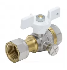 Кран для манометра 3-ходовой латунь 1124 Standard никель Ду 15 Ру40 ВР/нак. гайка G1/2"-М20х1,5 Aquasfera 1124-03
