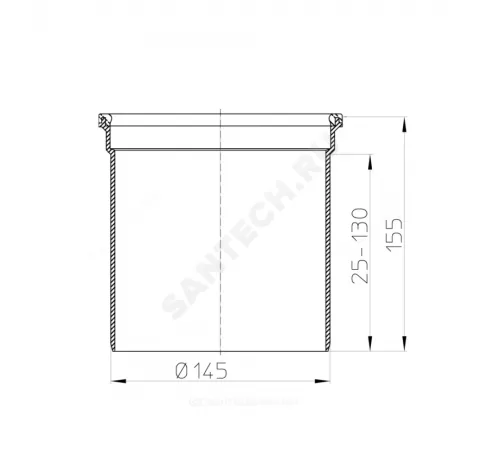 Удлинитель PP Дн 145 для трапов и кровельных воронок L=155мм HL HL350