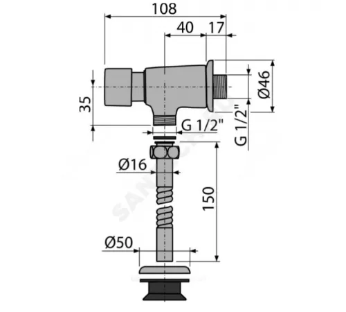 Кран для писсуара нажимной Alca Plast ATS001