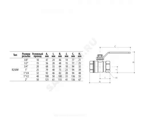Кран шаровой латунь хром R250W Ду 25 Ру35 ВР рычаг зеленый Giacomini R250WX025
