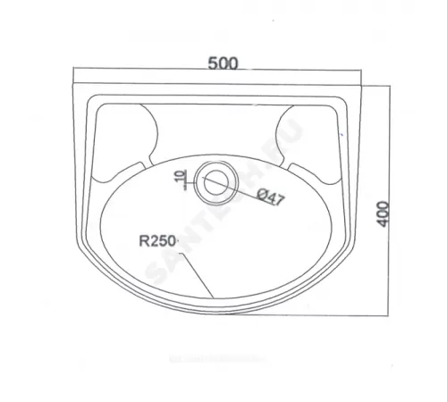 Умывальник подвесной Браво 50 без отверстия под смеситель белый Лобненский стройфарфор 10/1/5/1-15
