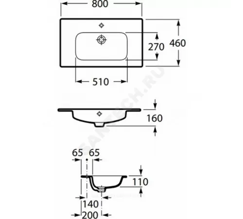 Умывальник мебельный Victoria-N Unik 80 1 отверстие под смеситель по центру Roca 32799C000