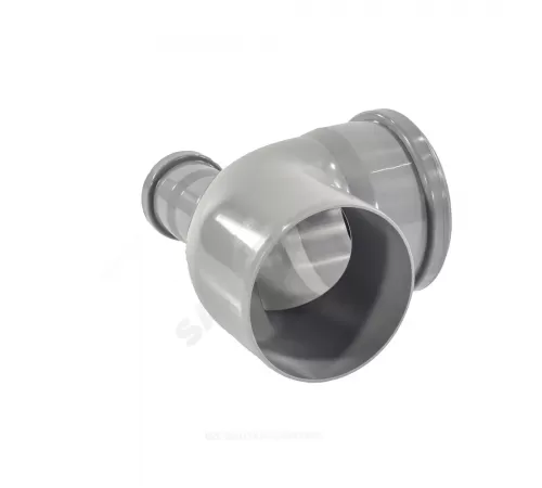 Отвод PP-H с выходом фронтально-вверх серый Дн 110х50х87гр б/нап в/к VALFEX 23125150