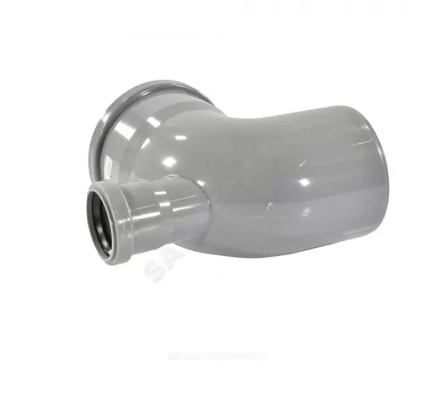 Отвод PP-H с выходом фронтально-вверх серый Дн 110х50х87гр б/нап в/к VALFEX 23125150