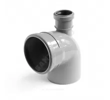 Отвод PP-H с выходом фронтально-вверх серый Дн 110х50х87гр б/нап в/к VALFEX 23125150