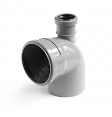 Отвод PP-H с выходом фронтально-вверх серый Дн 110х50х87гр б/нап в/к VALFEX 23125150