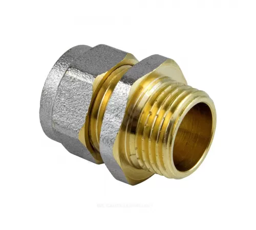 Муфта МП латунь никель обжим Дн 26х1" НР ГОСТ 32415-2013 7001 Aquasfera 7001-06