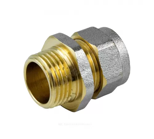 Муфта МП латунь никель обжим Дн 26х1" НР ГОСТ 32415-2013 7001 Aquasfera 7001-06