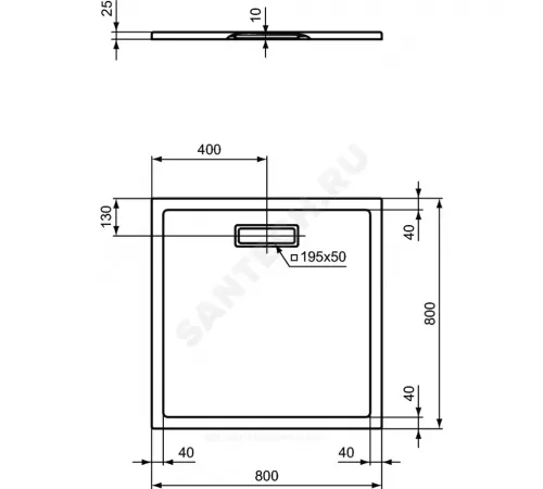 Поддон душевой акрил квадрат ULTRAFLAT NEW 800х800х25 Ideal Standard T446601