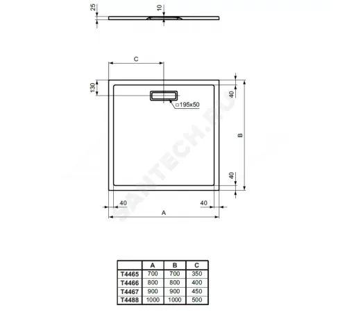 Поддон душевой акрил квадрат ULTRAFLAT NEW 900х900х25 черный Ideal Standard T4467V3