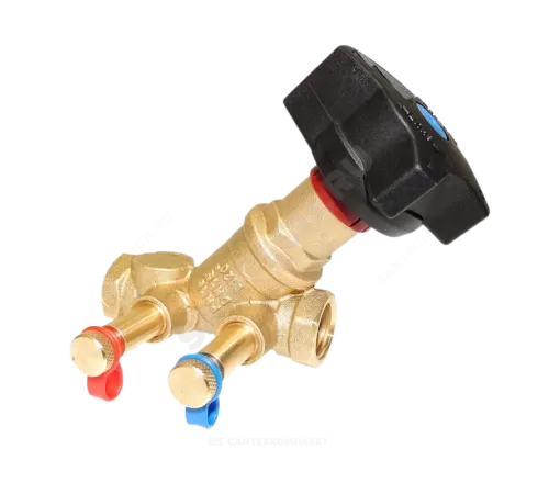 Клапан балансировочный ручной латунь STAD.BY-2 Ду 25 G1" Ру16 ВР Kvs=8.4м3/ч с измерительными ниппелями Цветлит ZW20047