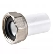 Штуцер PP-R комбинированный белый Дн 20х3/4" с накидной гайкой VALFEX 10136020