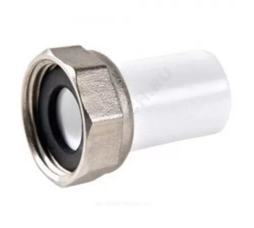 Штуцер PP-R комбинированный белый Дн 20х3/4" с накидной гайкой VALFEX 10136020