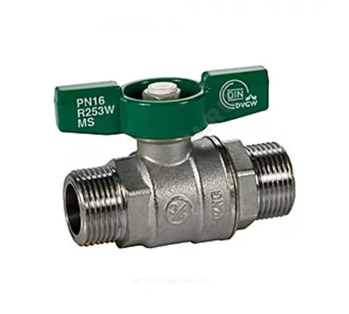 Кран шаровой латунь хром R253W Ду 25 Ру35 НР бабочка зеленая Giacomini R253WX005