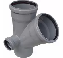 Крестовина PP-H 2-плоскостная левая серая Дн 110х110х50х45гр б/нап в/к RTP (РосТурПласт) 36537