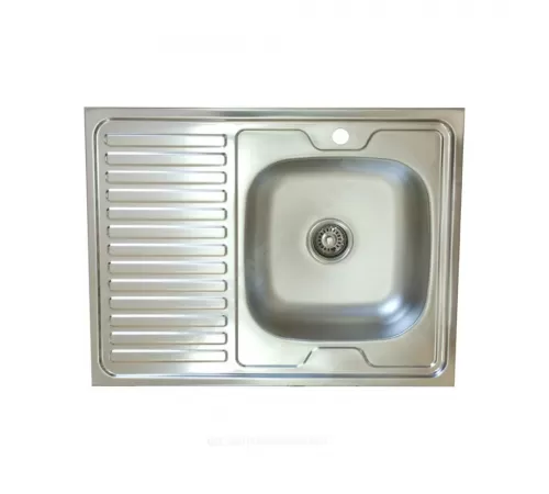 Мойка правосторонняя накладная 800х600х130мм сталь нержавеющая AISI 430 без сифона выпуск 1 1/2" Владикс V-401