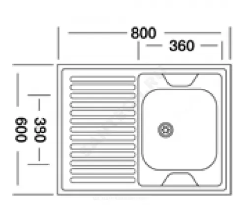 Мойка правосторонняя накладная 800х600х130мм сталь нержавеющая AISI 430 без сифона выпуск 1 1/2" Владикс V-401