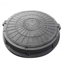 Люк полимер (легкий) черный круглый 750х630 h=115мм m=46кг 30кН с двумя крышками ПП-630 ГТС ТехПласт