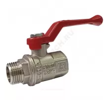 Кран шаровой латунь никель 11Б27фт1М Ду 20 Ру40 ВР/НР полнопроходной рычаг красный VALFEX VF.215.NR1.034.PREMIUM