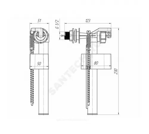 Арматура для бачка наливная Эконом 1/2" боковое подключение АНИ Пласт WC5050