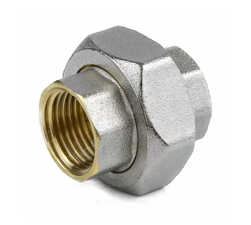 Соединитель латунь никель американка Ду 15 (1/2") прямой ВР/ВР 9012 ГОСТ 32585-2013 Aquasfera 9012-01