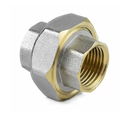 Соединитель латунь никель американка Ду 15 (1/2") прямой ВР/ВР 9012 ГОСТ 32585-2013 Aquasfera 9012-01
