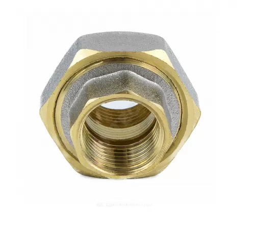 Соединитель латунь никель американка Ду 15 (1/2") прямой ВР/ВР 9012 ГОСТ 32585-2013 Aquasfera 9012-01