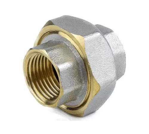 Соединитель латунь никель американка Ду 15 (1/2") прямой ВР/ВР 9012 ГОСТ 32585-2013 Aquasfera 9012-01