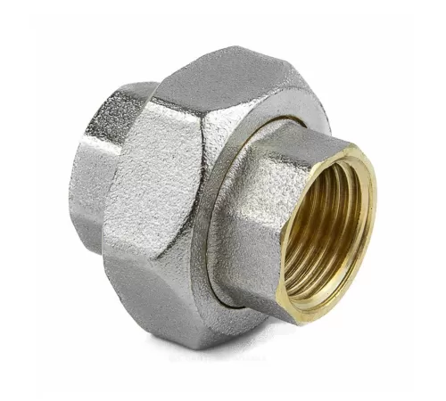 Соединитель латунь никель американка Ду 15 (1/2") прямой ВР/ВР 9012 ГОСТ 32585-2013 Aquasfera 9012-01