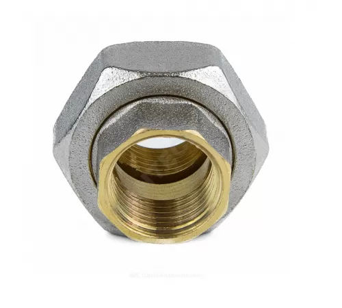 Соединитель латунь никель американка Ду 15 (1/2") прямой ВР/ВР 9012 ГОСТ 32585-2013 Aquasfera 9012-01