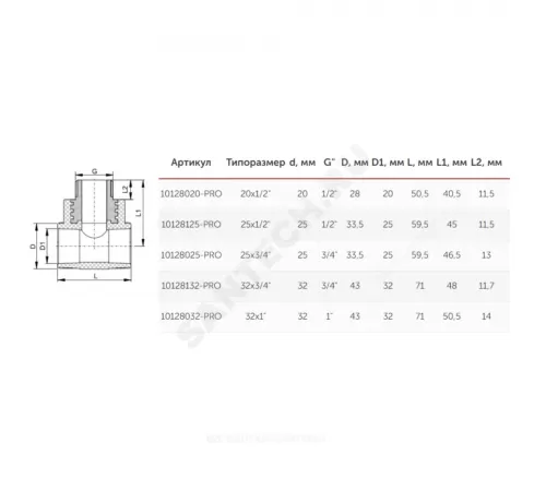 Тройник PP-R комбинированный белый Дн 25х3/4" НР PRO VALFEX 10128025-PRO