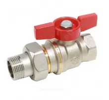 Кран шаровой DADO латунь никель R919 Ду 32 Ру35 ВР/"американка" полнопроходной бабочка красная Giacomini R919X009