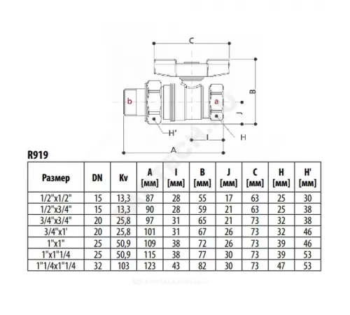 Кран шаровой DADO латунь никель R919 Ду 32 Ру35 ВР/"американка" полнопроходной бабочка красная Giacomini R919X009