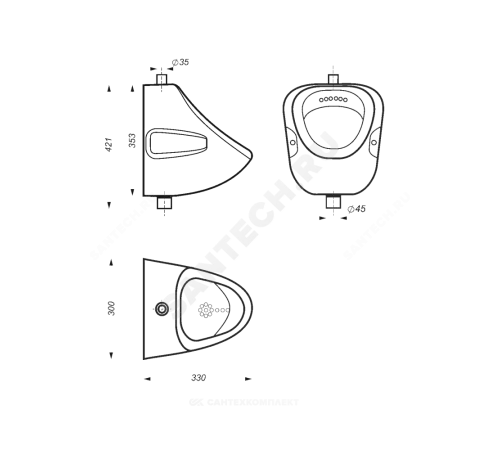 Писсуар настенный Орион белый Sanita PS/Orion/Mech/WHT.G/S1