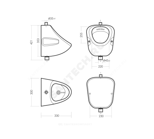 Писсуар настенный Орион белый Sanita PS/Orion/Mech/WHT.G/S1