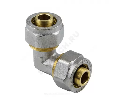 Угольник МП латунь никель обжим Дн 26х90гр ГОСТ 32415-2013 7005 Aquasfera 7005-03