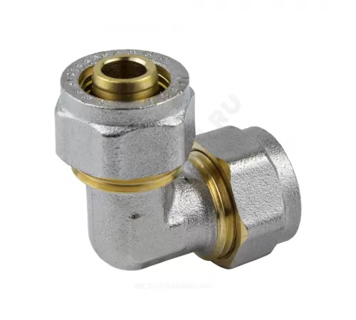 Угольник МП латунь никель обжим Дн 26х90гр ГОСТ 32415-2013 7005 Aquasfera 7005-03