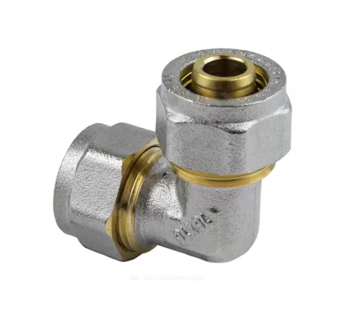 Угольник МП латунь никель обжим Дн 26х90гр ГОСТ 32415-2013 7005 Aquasfera 7005-03