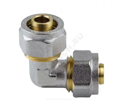 Угольник МП латунь никель обжим Дн 26х90гр ГОСТ 32415-2013 7005 Aquasfera 7005-03