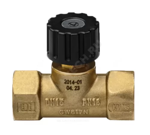 Клапан балансировочный ручной латунь 2014 Ду 32 G1 1/4" Ру16 Тмакс=120 оС ВР Kvs=6.3м3/ч без ниппелей EURO Aquasfera 2014-04
