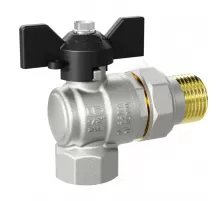 Кран шаровой латунь никель угловой Pride Ду 15 Ру40 ВР/"американка" бабочка черная LD 47.206.15