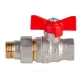 Кран шаровой латунь никель Стандарт Ду 20 Ру40 ВР/"американка" полнопроходной бабочка красная Dist Н342Б