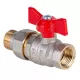 Кран шаровой латунь никель Стандарт Ду 20 Ру40 ВР/"американка" полнопроходной бабочка красная Dist Н342Б