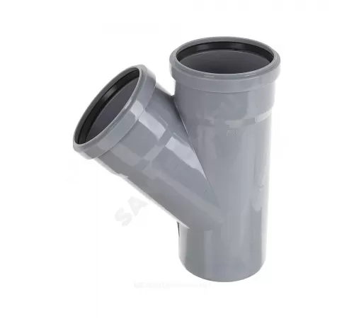 Тройник PP-H переходной серый Дн 110х50х87гр б/нап в/к Политэк 201587
