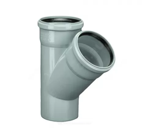 Тройник PP-H переходной серый Дн 110х50х87гр б/нап в/к Политэк 201587