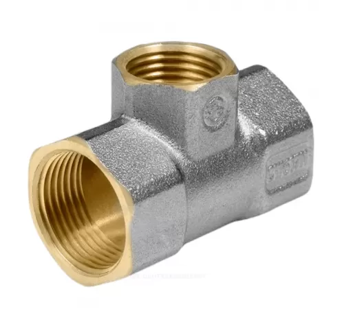 Тройник латунь никель переходной Ду 25х15х25 (1"х1/2"х1") ВР/ВР 9008 ГОСТ 32585-2013 Aquasfera 9008-02