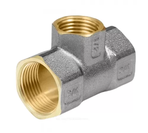 Тройник латунь никель переходной Ду 25х15х25 (1"х1/2"х1") ВР/ВР 9008 ГОСТ 32585-2013 Aquasfera 9008-02